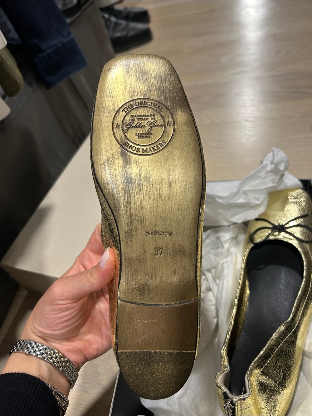 Golden Goose Metallic Ballet Flats with Bow - Picture 4 of 8